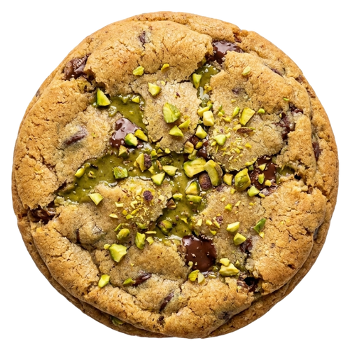 Nº5 Emerald Pistachio Bliss cookie with crunchy premium pistachios